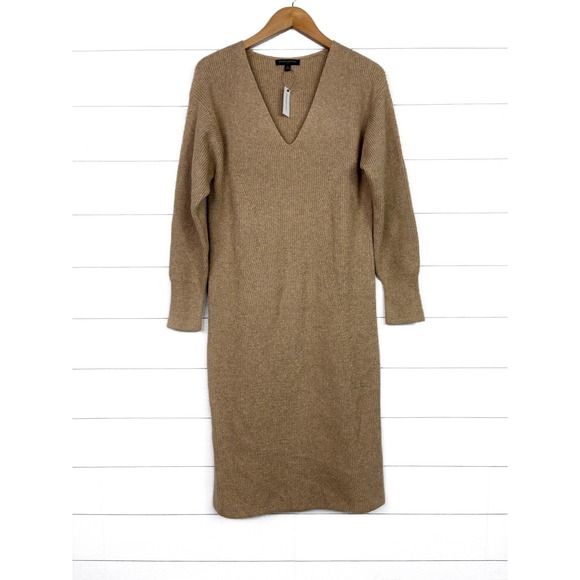 Banana Republic Factory Dresses & Skirts - NWT Banana Republic V Neck Midi Sweater Dress Tan Medium New